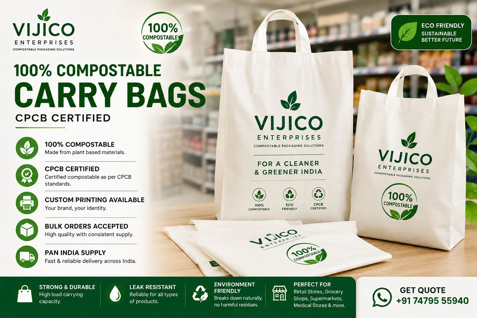 compostable carry bags manufacturer india vijico