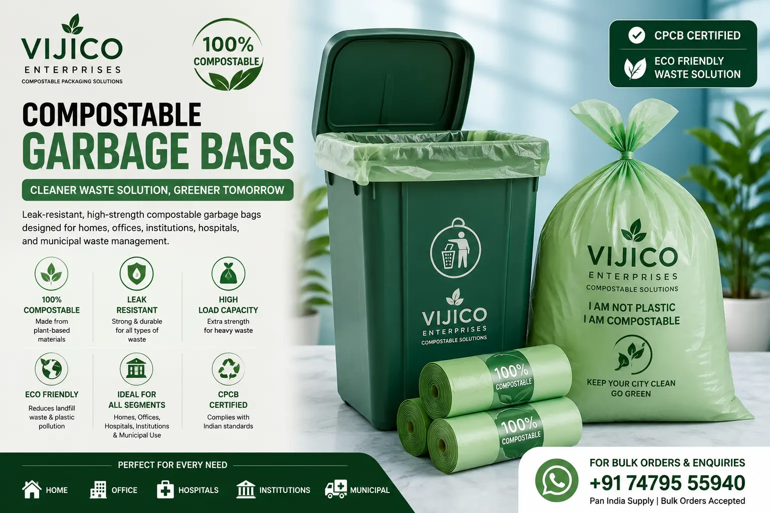 compostable garbage bags manufacturer india vijico enterprises