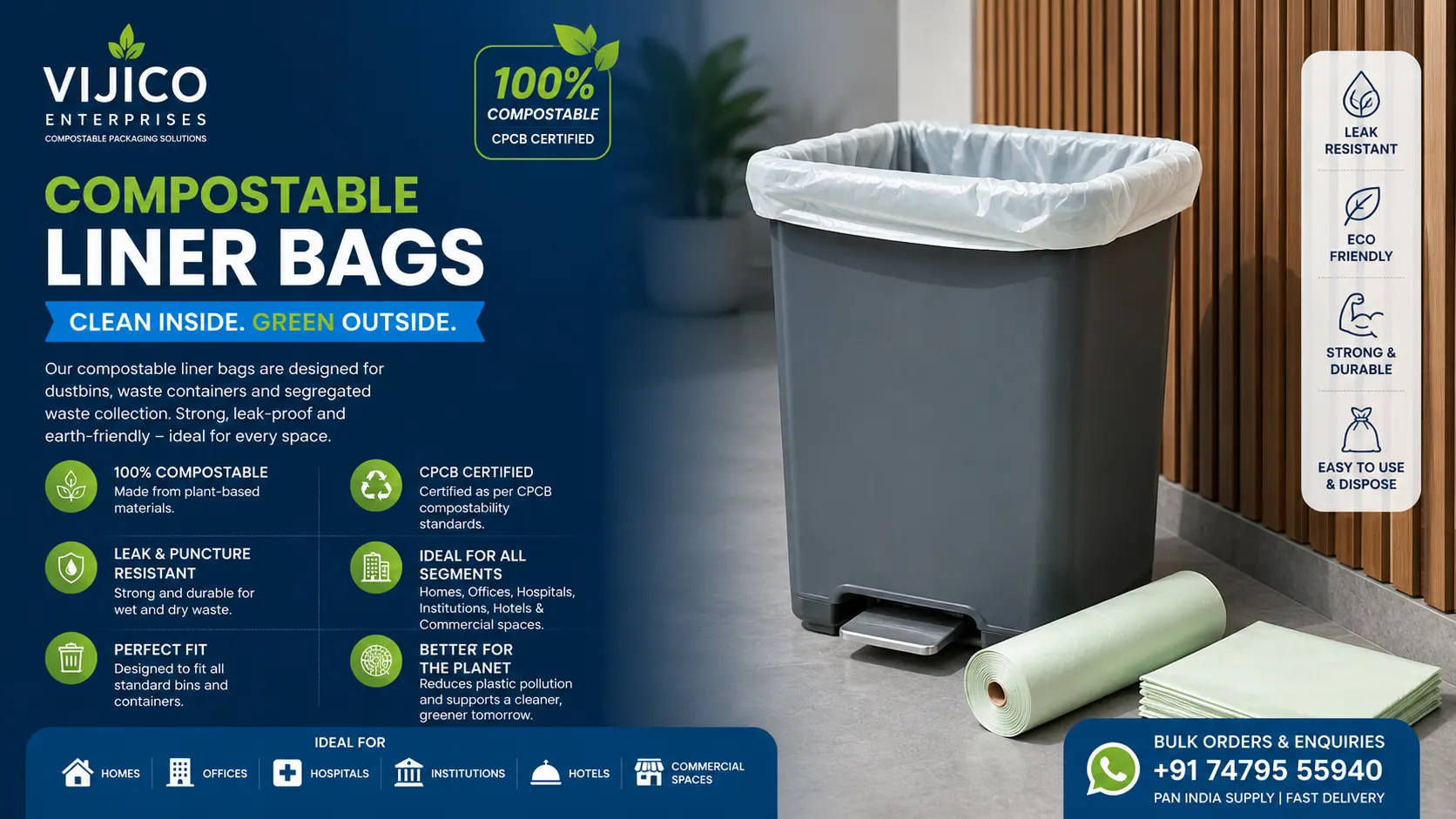 compostable liner bags manufacturer india vijico enterprises