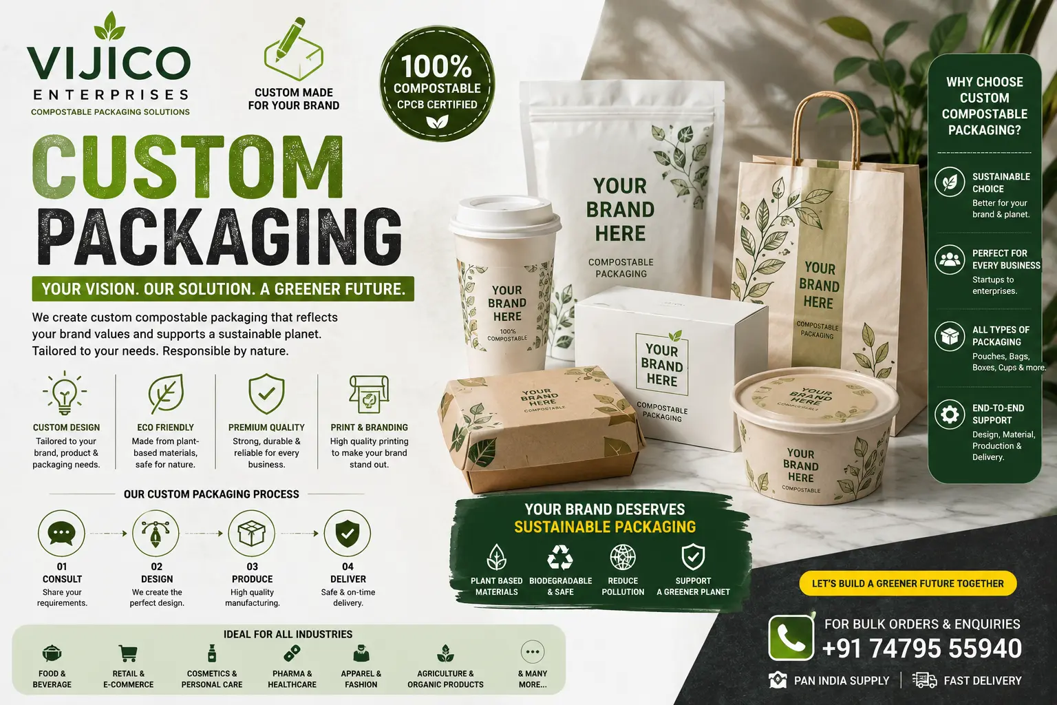 custom compostable packaging manufacturer india vijico enterprises
